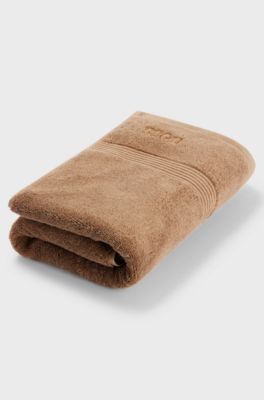 Cotton bath towel with tonal embroidered logo, Brown
