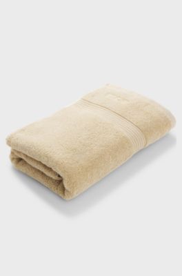 Cotton bath towel with tonal embroidered logo, Beige
