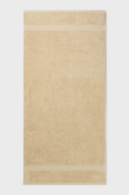 Cotton bath towel with tonal embroidered logo, Beige
