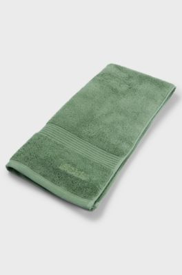 Cotton bath towel with tonal embroidered logo, Green