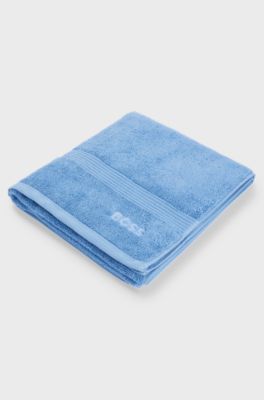 Badhanddoek van katoen met tonaal logostiksel, Blauw