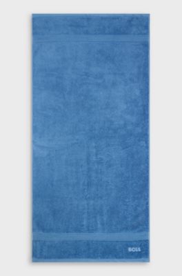 Cotton bath towel with tonal embroidered logo, Blue