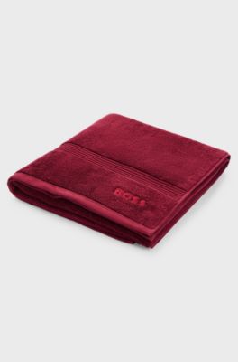 Logo bath towel in Aegean cotton, Dark Red