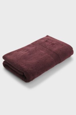 Badhanddoek van katoen met tonaal logostiksel, Donkerrood