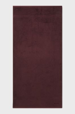 Badhanddoek van katoen met tonaal logostiksel, Donkerrood