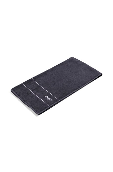 Finest Egyptian cotton bath towel with logo border, Anthracite