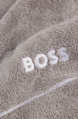 Cotton bath towel with white logo embroidery, Grey
