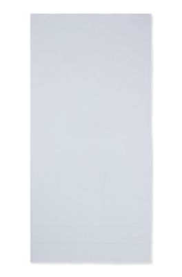 Cotton bath towel with white logo embroidery, White