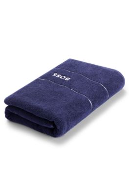 BOSS Cotton bath towel with white logo embroidery