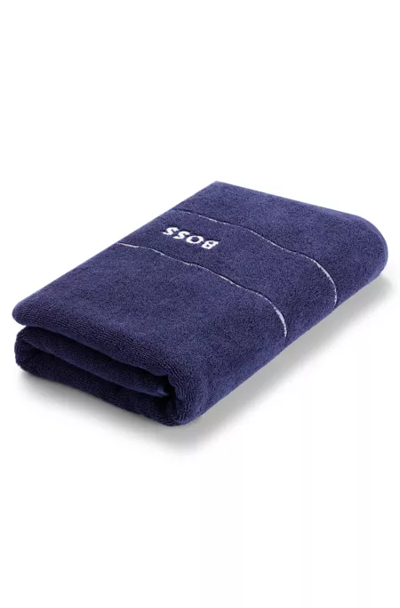 Cotton bath towel with white logo embroidery
