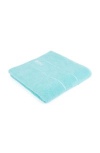 Cotton bath towel with white logo embroidery, Turquoise