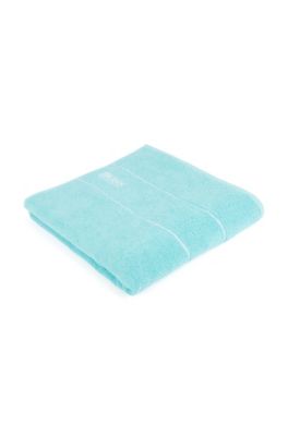 Cotton bath towel with white logo embroidery, Turquoise