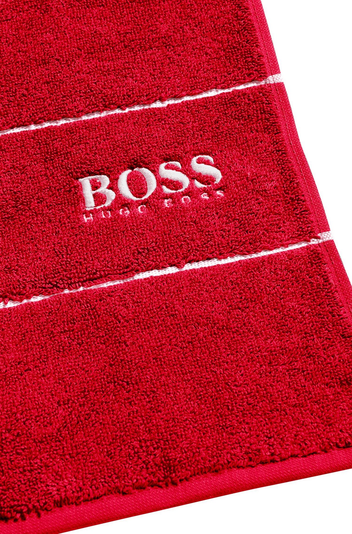 Cotton bath towel with white logo embroidery, Red