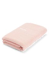 Cotton bath towel with white logo embroidery, Pink
