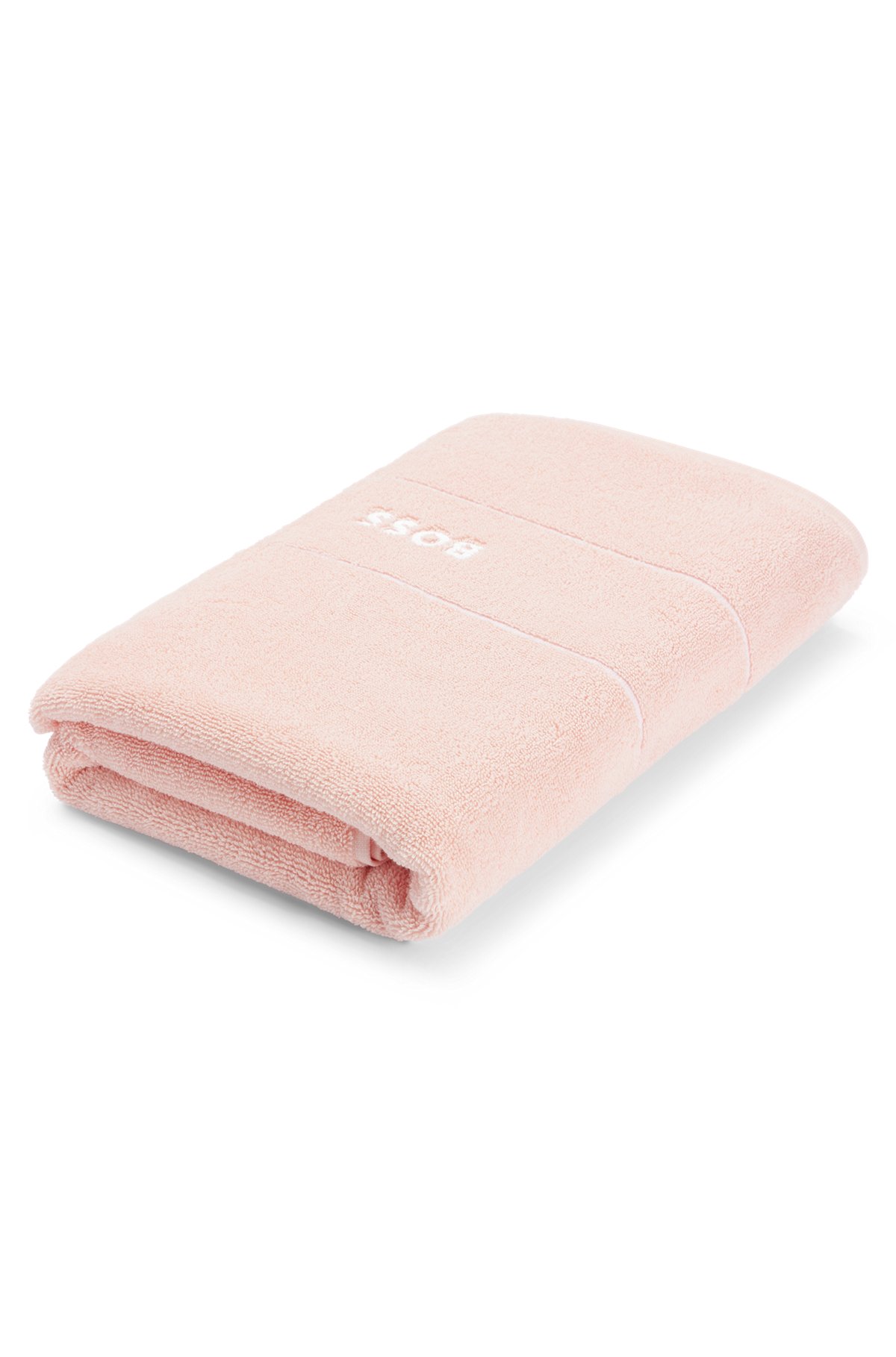 Cotton bath towel with white logo embroidery, Pink