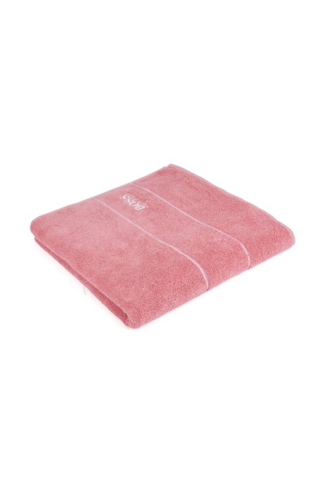 Finest Egyptian cotton bath towel with logo border, light pink