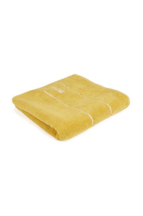 Finest Egyptian cotton bath towel with logo border, Yellow