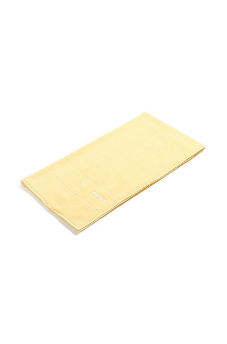 Finest Egyptian cotton bath towel with logo border, Light Yellow