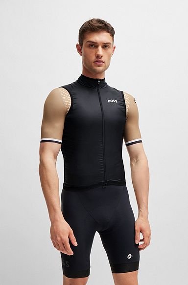BOSS x ASSOS packable wind vest with breathable mesh back, Black