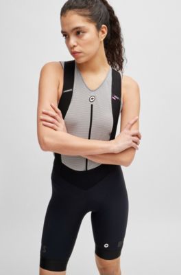BOSS x ASSOS X-frame bib shorts with shock-absorbing foam insert, Black