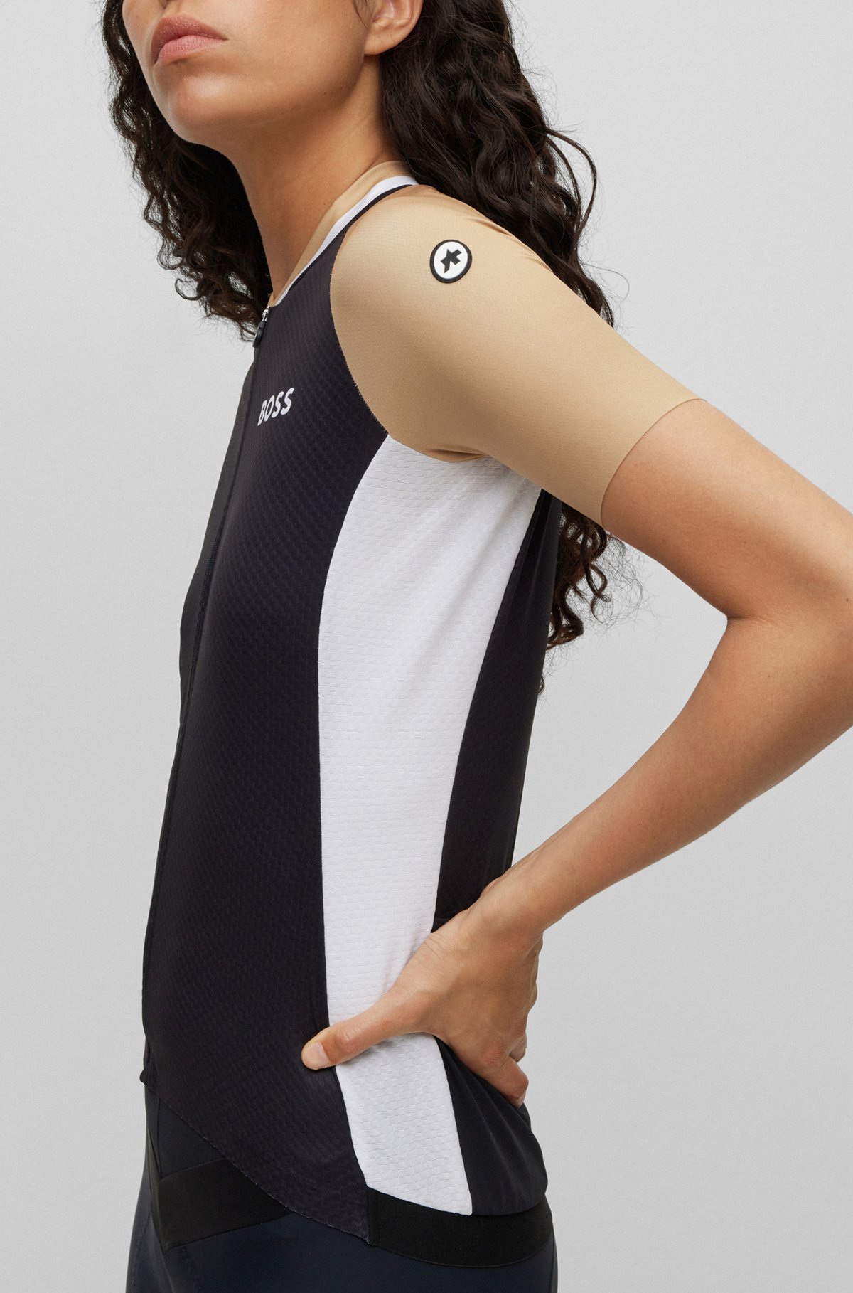 BOSS - BOSS x ASSOS branded UPF50+ jersey top with three BOSS - BOSS x ASSOS branded UPF50+ jersey top with three