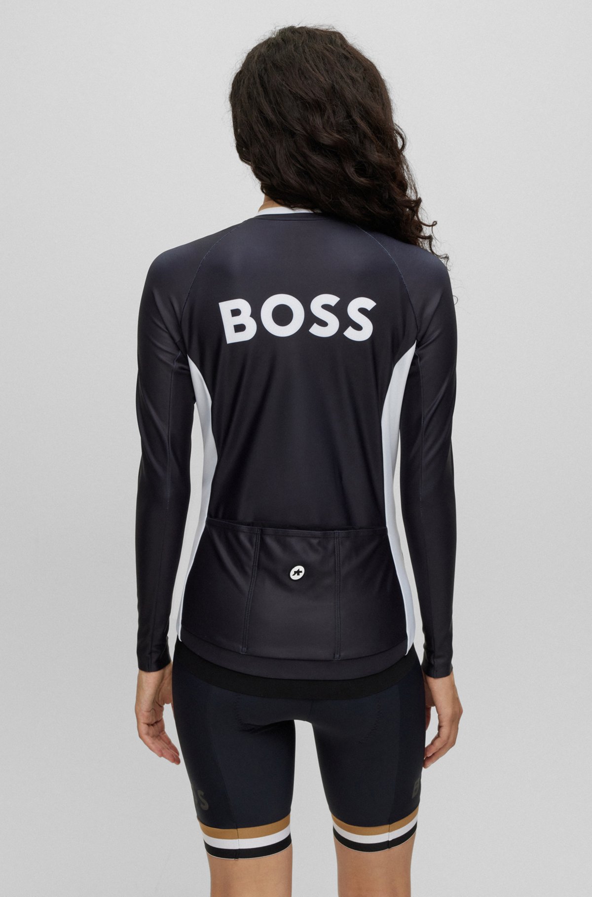 BOSS x ASSOS zip-up jersey top with three rear pockets, Black