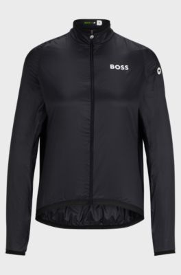 BOSS x ASSOS packable wind jacket with stretch-mesh inserts, Black