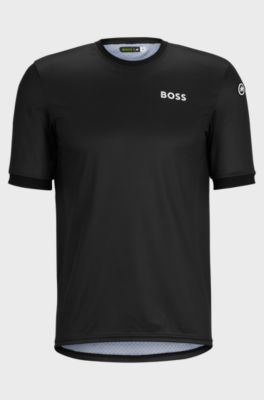 BOSS x ASSOS regular-fit UPF35 jersey top with branding, Black