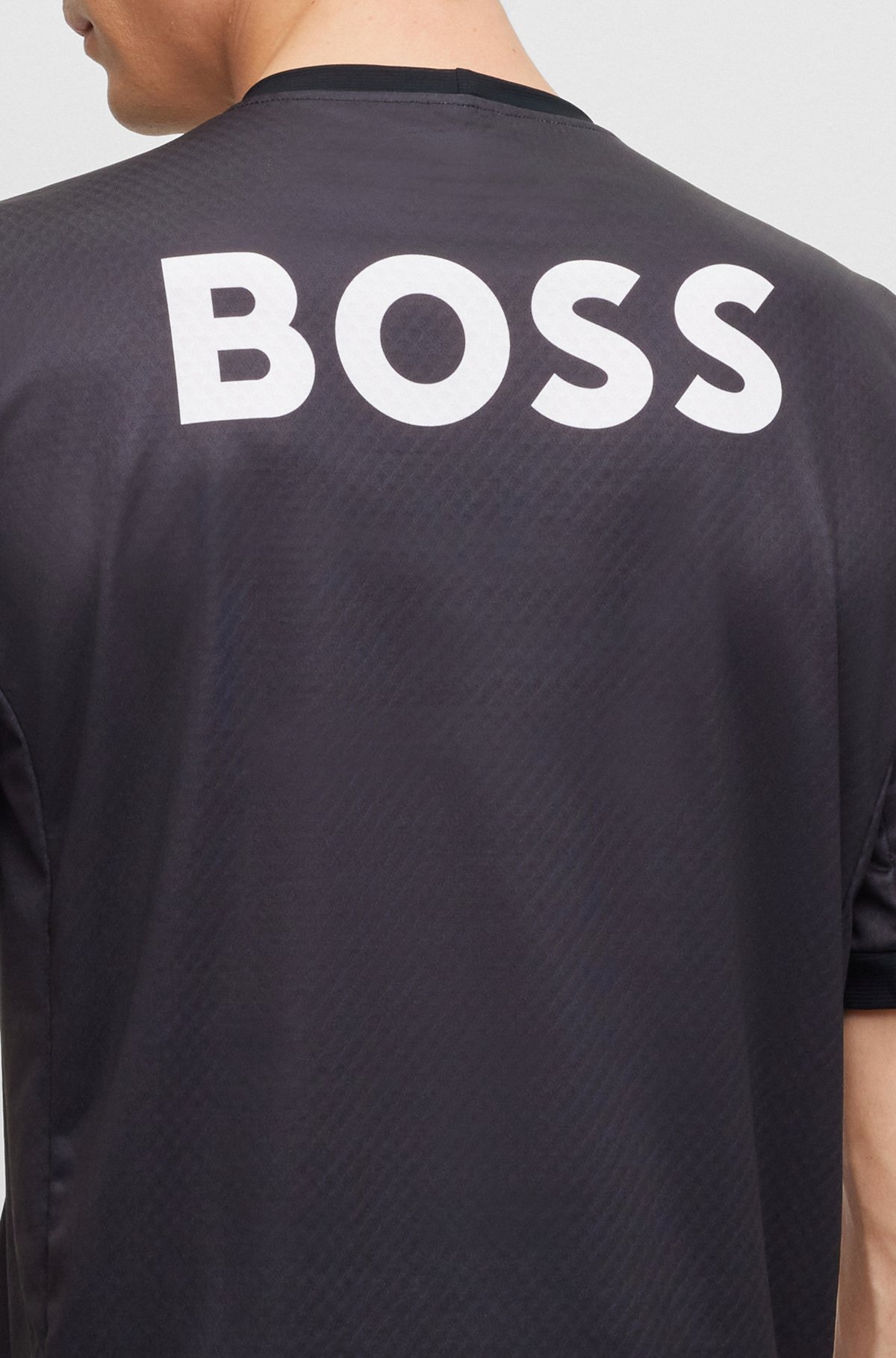 Regular fit UPF35-jerseytop med branding fra BOSS x ASSOS , Sort
