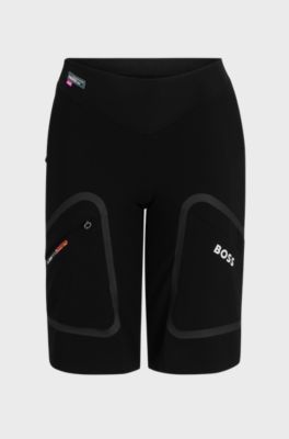 BOSS x ASSOS water-repellent cargo shorts with reflective details, Black