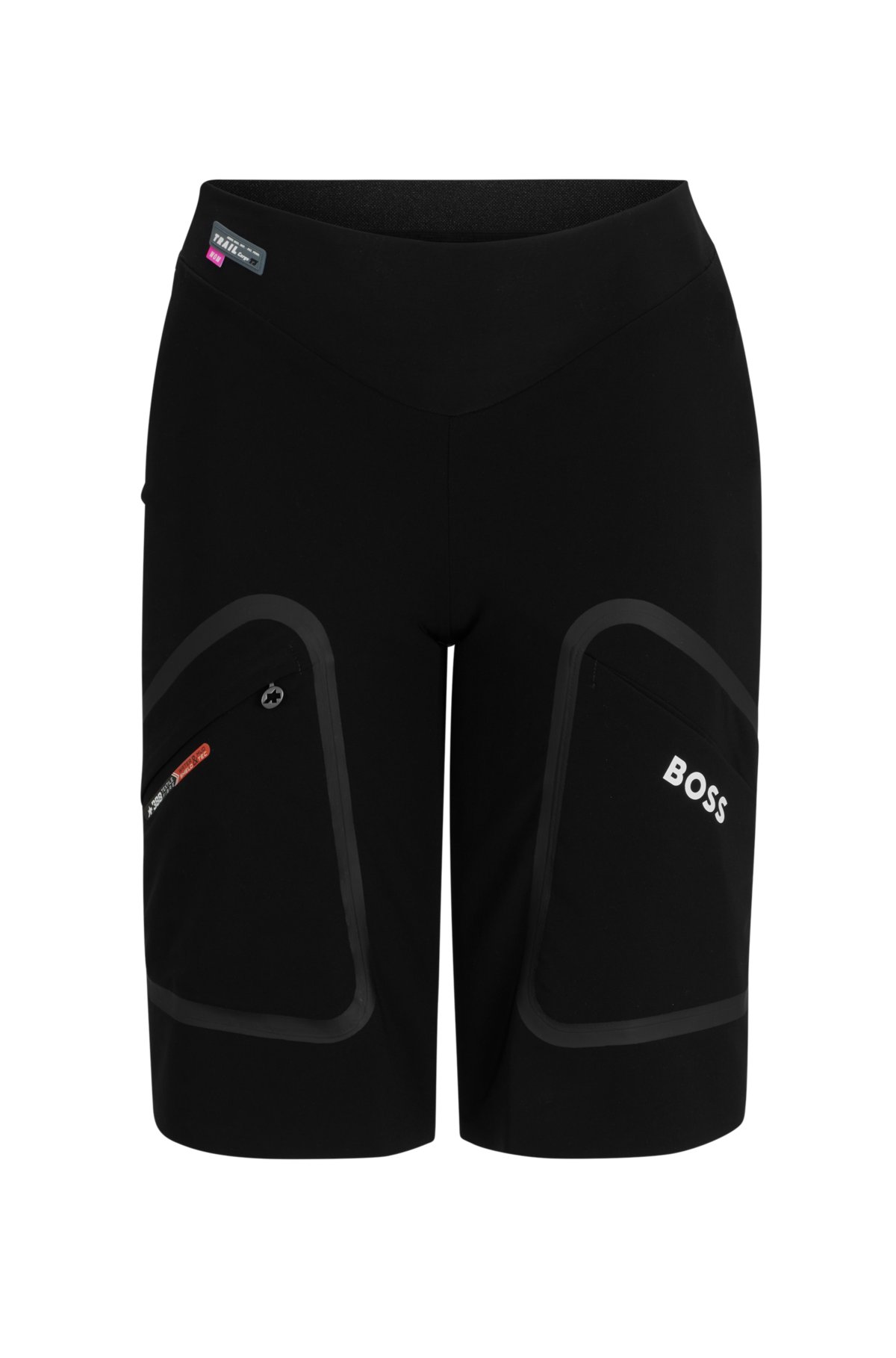 BOSS x ASSOS water-repellent cargo shorts with reflective details, Black