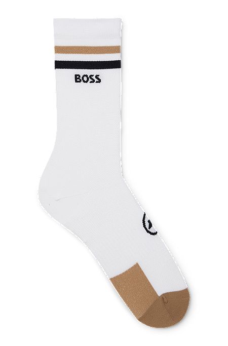 Schnell trocknende BOSS x ASSOS Socken mit nahtloser Konstruktion, Weiß