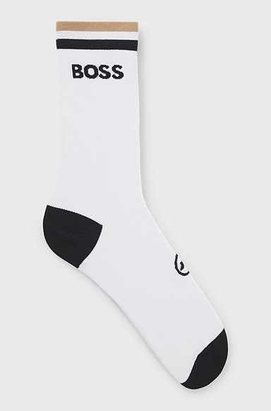 BOSS x ASSOS moisture-wicking cycling socks with seamless construction, Black