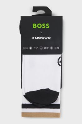 BOSS x ASSOS moisture-wicking cycling socks with seamless construction, White