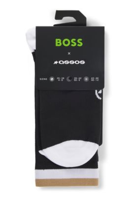 BOSS x ASSOS moisture-wicking cycling socks with seamless construction, Black