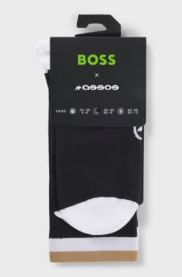 BOSS x ASSOS moisture-wicking cycling socks with seamless construction, Black