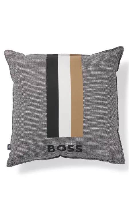 Printed cushion with logo and signature stripe