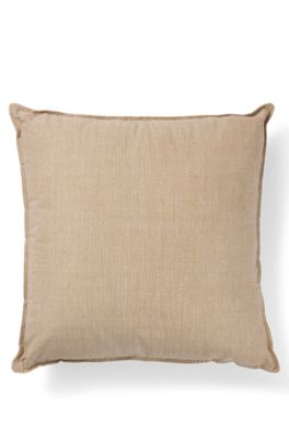 Printed cushion with logo and signature stripe, Beige