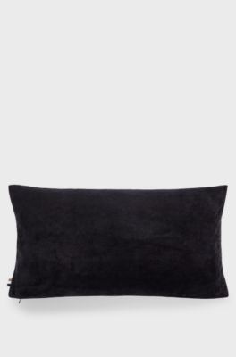 Logo-embroidered cushion cover in a cotton blend, Dark Grey