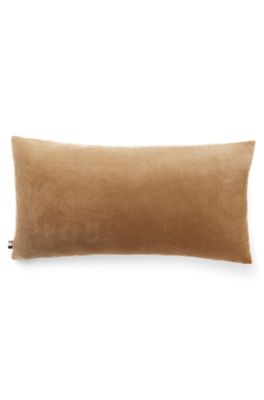 Logo-embroidered cushion cover in a cotton blend, Khaki