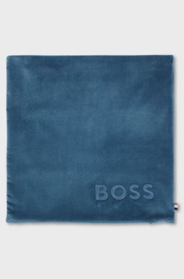 Logo-embroidered cushion cover in a cotton blend, Dark Blue