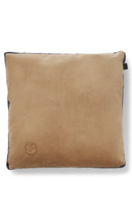 Velvet cushion cover with Double B monogram, Light Beige