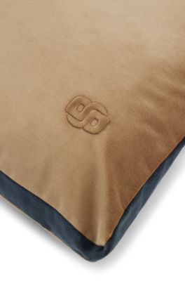 Velvet cushion cover with Double B monogram, Light Beige