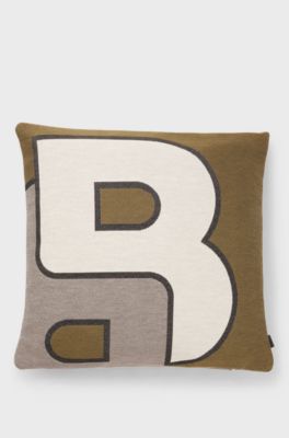 Housse de coussin avec monogramme Double B, Kaki