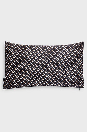 Monogram-print cushion cover in silk, Patterned