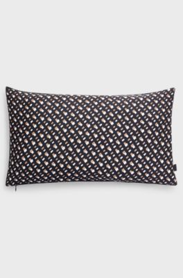 Monogram-print cushion cover in silk, Patterned