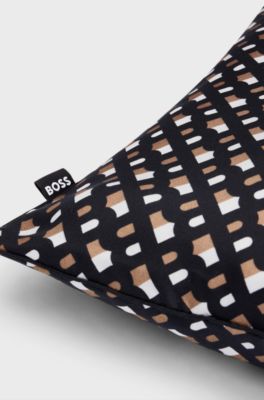 Monogram-print cushion cover in silk, Patterned