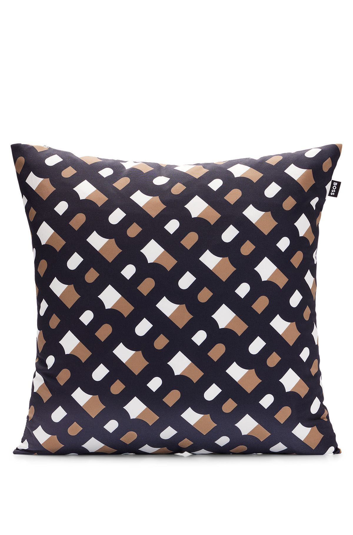 Water-repellent outdoor cushion cover with monogram print, Black