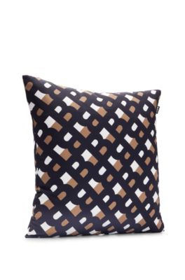 Water-repellent outdoor cushion cover with monogram print, Black