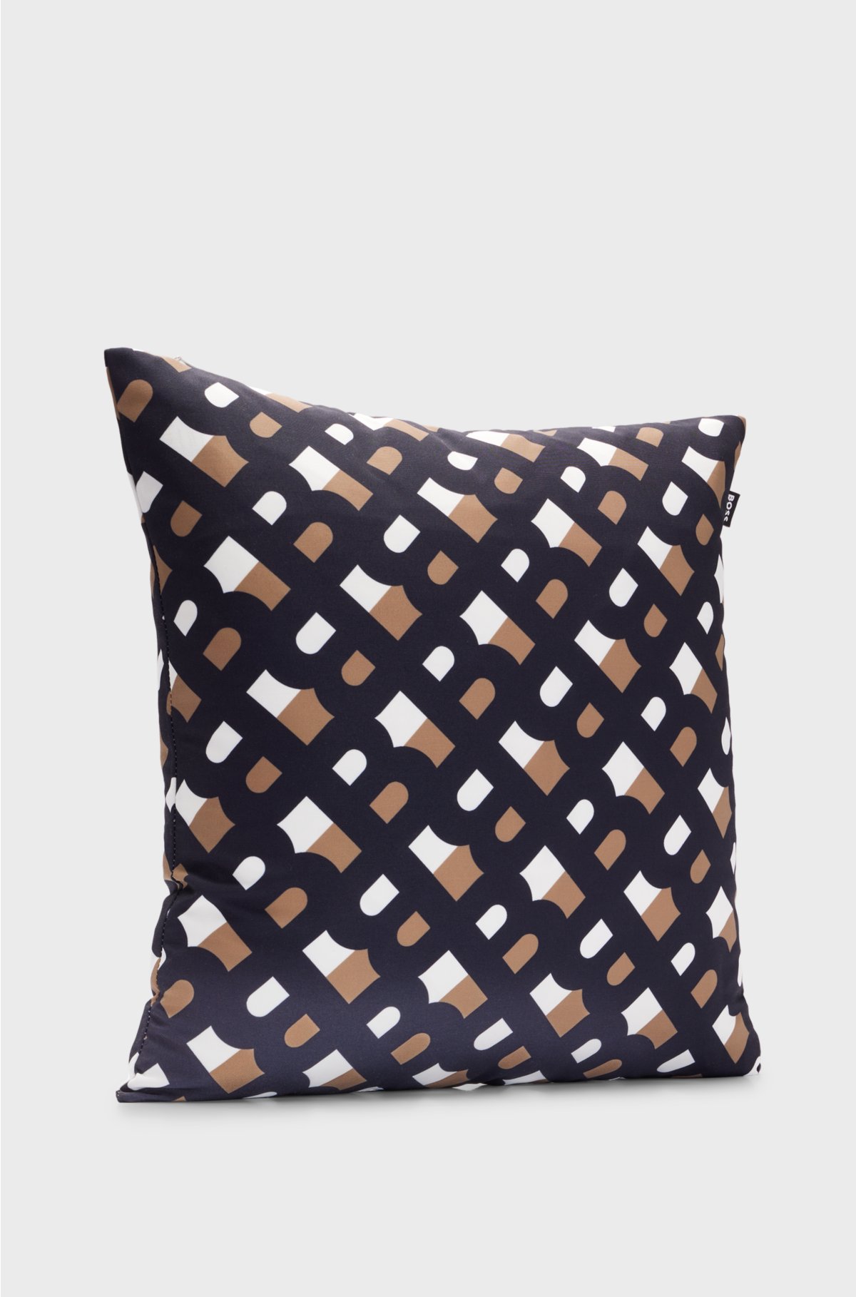 Water-repellent outdoor cushion cover with monogram print, Black